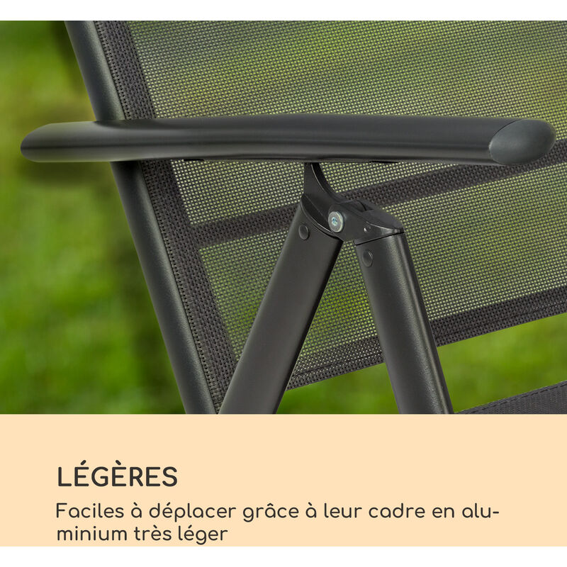 Chaise De Jardin Pliante Blumfeldt Almeria - Cadre Aluminium Léger, Dossier Réglable 7 Positions - Anthracite - Lot De 2