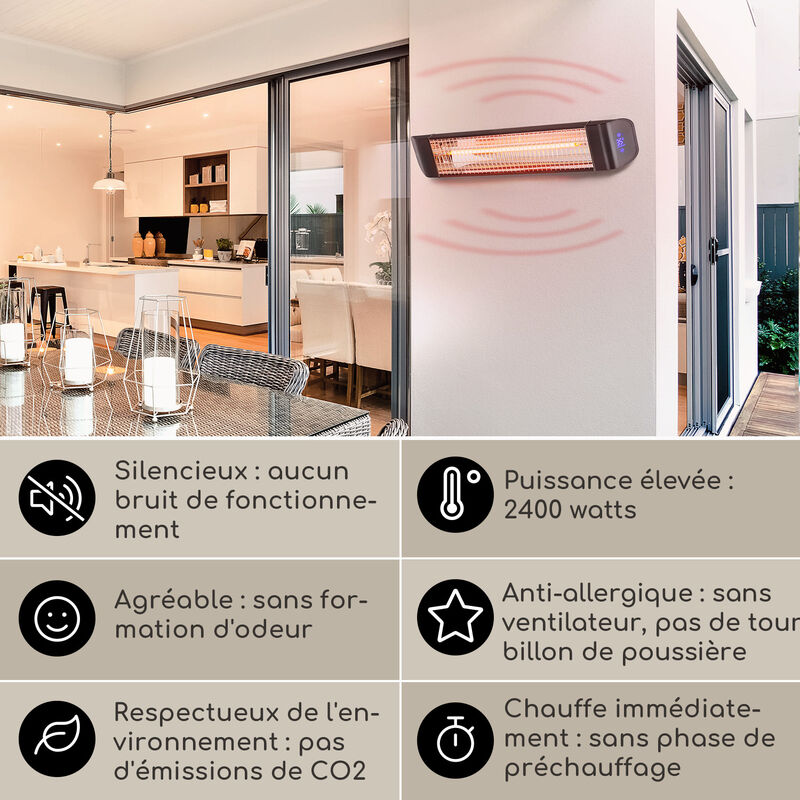 Radiateur Infrarouge Intelligent Klarstein 1000W - Contrôle APP WiFi, IP24 Pour Salle De Bain - Économe Et Silencieux