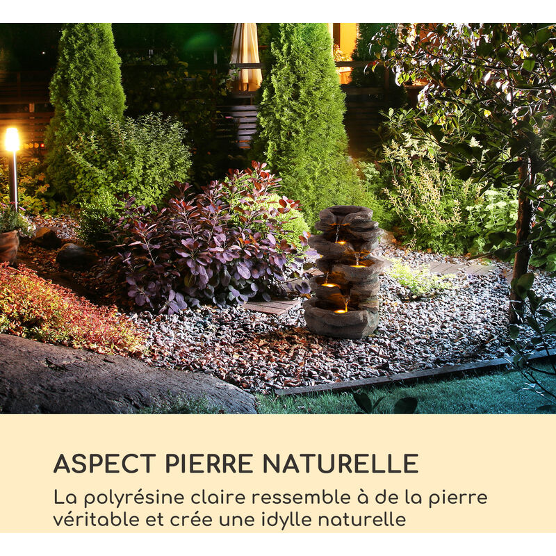 Blumfeldt Fontaine décoration jardin 3W solaire LED polyrésine - aspect  pierre