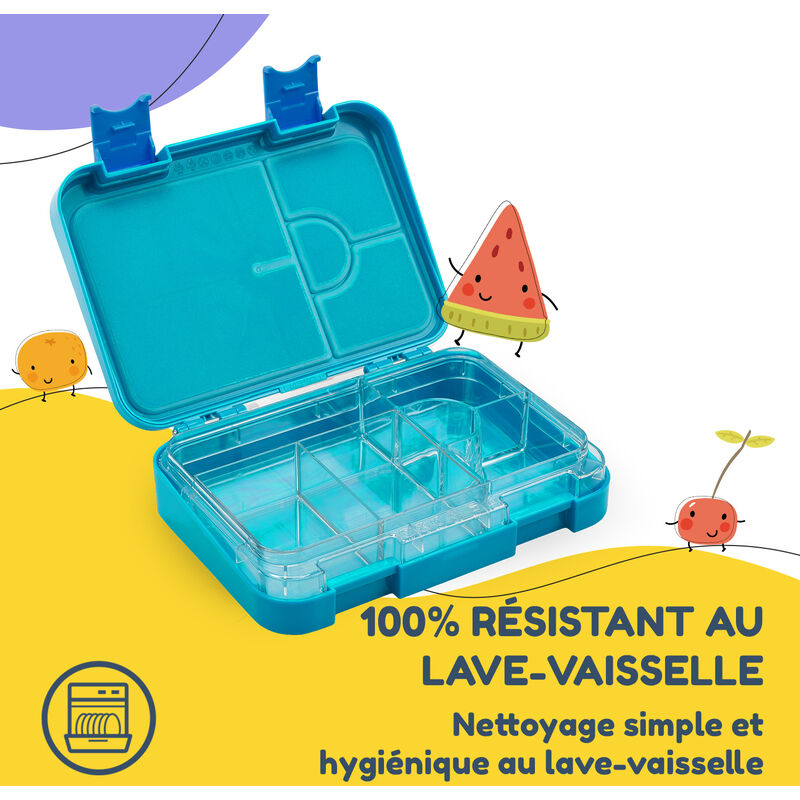 Boîte à Déjeuner Enfant En Silicone Sans BPA 1200 Ml - 3 Compartiments, Idéale Pour L'école, Pique-nique, Fille Et Garçon - 7