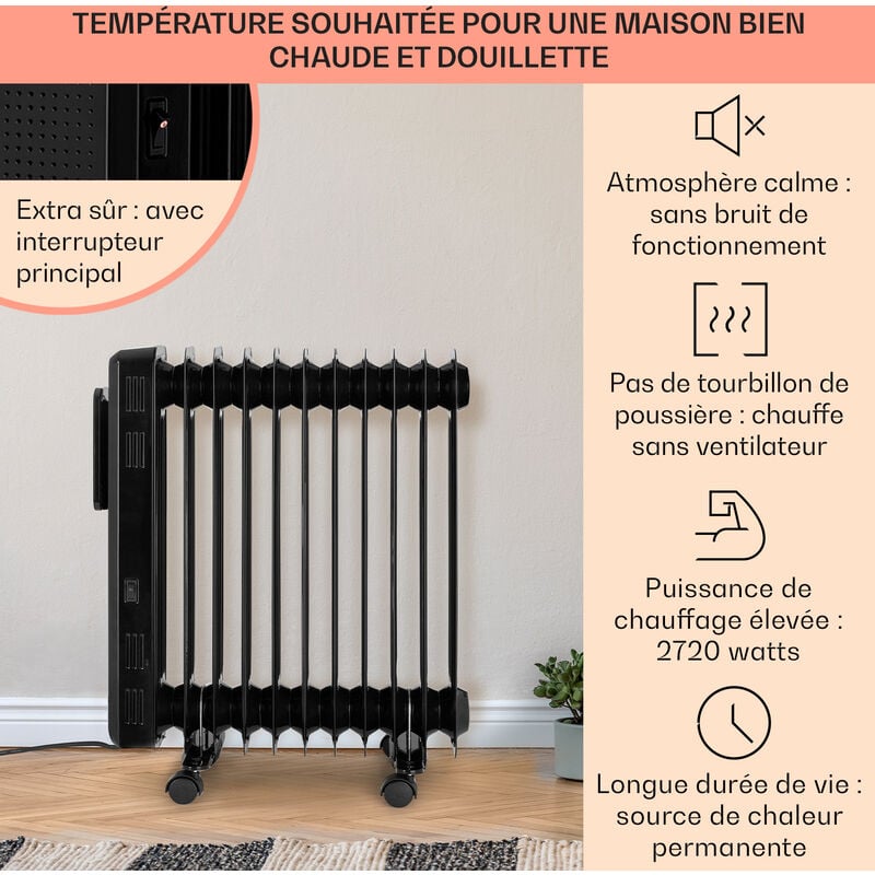 Radiateur 2500W Delonghi TRRS1225  Inertie thermique, Radiateur, Roulette