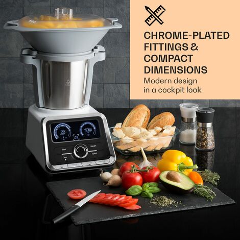 Robot multifonction - Klarstein - Thermo cuiseur 1000W - Robot de cuisine -  12 vitesses - Fonction Pulse - Bol 2,5L 