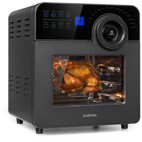 Klarstein – Friteuse à air chaud 14L 1700W – 16 programmes – Thermostat 50-220°C – Panneau tactile – Broche rôtissoire incluse