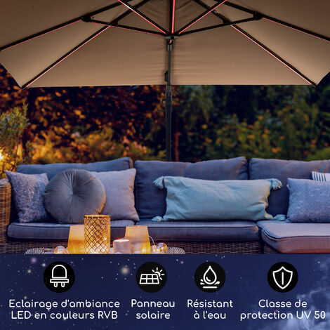 Beige Parasol De Jardin Exterieur, Parasol Inclinable Avec Protection