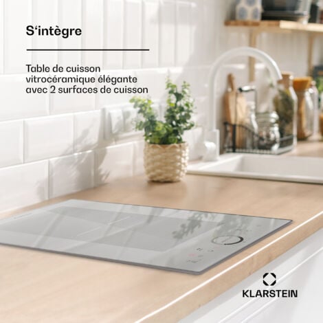 Klarstein Plaque Induction 3500W, Plaque de Cuisson Electrique à Induction, Plaque Induction Encastrées 2 Feux, Tables de Cuisson Encastrable, Contrôle Tactile, Rechaud Electrique pour la Cuisine