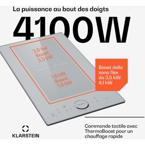 Klarstein Plaque Induction 3500W, Plaque de Cuisson Electrique à Induction, Plaque Induction Encastrées 2 Feux, Tables de Cuisson Encastrable, Contrôle Tactile, Rechaud Electrique pour la Cuisine