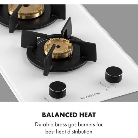 Klarstein Tables de Cuisson à Gaz, Plaque de Cuisson Gaz à 2 Brûleurs, Table de Cuisson Electrique à 2 Feux de 4200W, Cuisiniere Gaz, Gaziniere Gaz avec Brûleurs en Acier Inoxydable, Cuisinières GPL