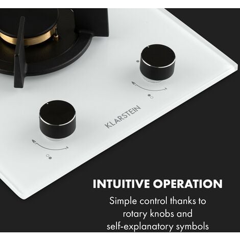 Klarstein Tables de Cuisson à Gaz, Plaque de Cuisson Gaz à 2 Brûleurs, Table de Cuisson Electrique à 2 Feux de 4200W, Cuisiniere Gaz, Gaziniere Gaz avec Brûleurs en Acier Inoxydable, Cuisinières GPL