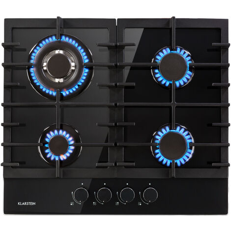 Klarstein – Plaque de cuisson gaz 4 brûleurs 8100W – Brûleur puissant 3,6 kW – SnapJetIgnition pour allumage rapide – Vitrocéramique facile à nettoyer