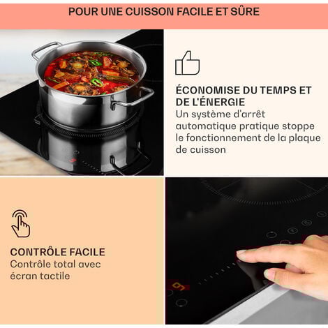Klarstein Plaque Induction Encastrable de 7200W, Table de Cuisson Induction, Plaque Induction 4 Feux, Plaque de Cuisson Induction avec Contrôle Tactile, Tables de Cuisson Electrique 4 Foyers, Plaques