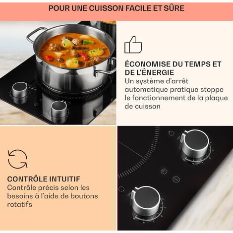Klarstein Plaque Induction Encastrable de 2900W, Table de Cuisson Induction, Plaque Induction 2 Feux, Plaque de Cuisson Induction avec Sécurité, Tables de Cuisson Electrique 2 Foyers, Plaques