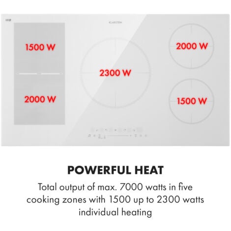 Klarstein Plaque Induction 9000W, Plaque de Cuisson Electrique à Induction, Plaque Induction Encastrées 5 Feux, Tables de Cuisson Encastrable, Contrôle Tactile, Rechaud Electrique pour la Cuisine