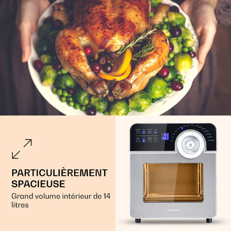 Klarstein Airfryer, Friteuse à air chaud , Friteuse électrique, 1700 W, 14 L, 16 programmes, Friteuse sans huile, Grise