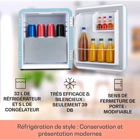 Mini Réfrigérateur Bar Melchioni 47 L Avec Congélateur - Classe A+, Silencieux (38 DB), Compresseur, 6 Niveaux De Température - Pour Chambre, Bureau