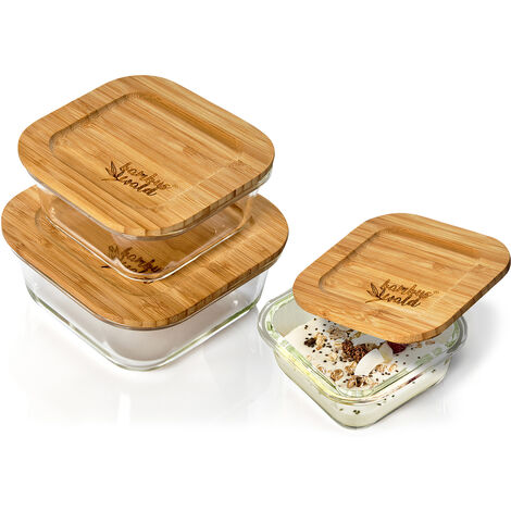 Set 7 Pièces Boîtes Hermétiques En Verre – 0,38 à 1,22 L + Saladier 17 Cm, Micro-ondes Et Congélateur OK