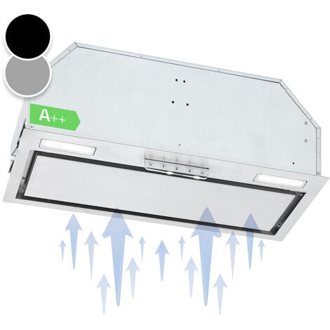 Klarstein Hotte Aspirante 60cm Hotte Aspirante Encastrable Silencieuse Hotte de Cuisine 60 cm avec Lampes LED Débit d'Air Puissant 397 m³/h Hotte avec Évacuation Commandes Tactiles Argent
