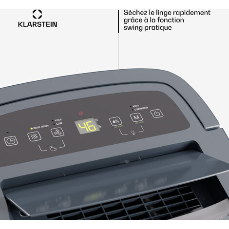 Klarstein Déshumidificateur d'air électrique Smart , Contrôle APP WiFi,  Absorbeur d'Humidité, 50L, 45 à 55 m², Gris