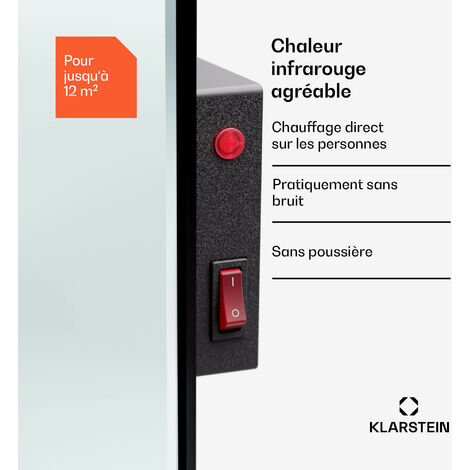 Klarstein Chauffage Infrarouge, 600W Radiateur Electrique Mural pour la  Maison, Salle de bain, Télécommande, Thermostat, Détection de Fenêtre  Ouverte, Chauffage Mural, Faible Encombrement et Econome