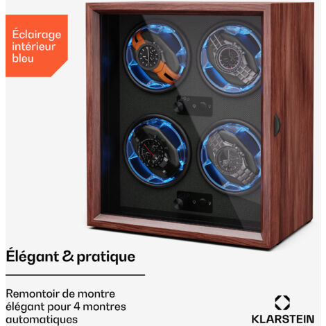 Boîte Remontoir Montre Double Automatique - 3 Compartiments Velours - Gris - Moderne