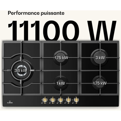 Table De Cuisson à Gaz Klarstein 1 Brûleur 3400W - Acier Inoxydable, Allumage Électrique, Compatible GPL