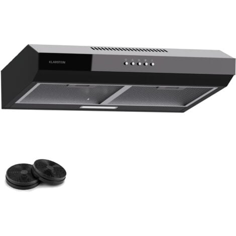 Klarstein hotte aspirante 60 cm Hotte d'extraction avec filtre en aluminium compatible lave-vaisselle évacuation d'air silencieuse débit d'air de 200 m³/h hottes murales efficaces avec LED & commandes