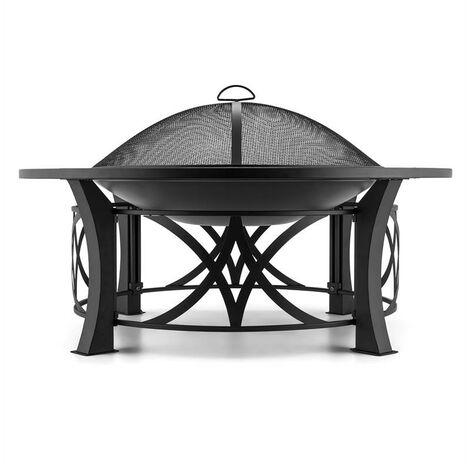 Brasero Jardin Blumfeldt - Foyer Extérieur Avec Grille Protection - Style Ronda Noir Pour Barbecue Et Ambiance