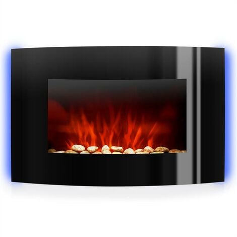 Klarstein Cheminée Electrique d'Intérieur, Chauffage Electrique de 2000W, Fausse Cheminée Decorative Murale avec Effet Flamme en LED, Télécommande Inclus, Programmable, Minuterie, Thermostat Réglable