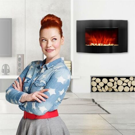 Klarstein Cheminée Electrique d'Intérieur, Chauffage Electrique de 2000W, Fausse Cheminée Decorative Murale avec Effet Flamme en LED, Télécommande Inclus, Programmable, Minuterie, Thermostat Réglable