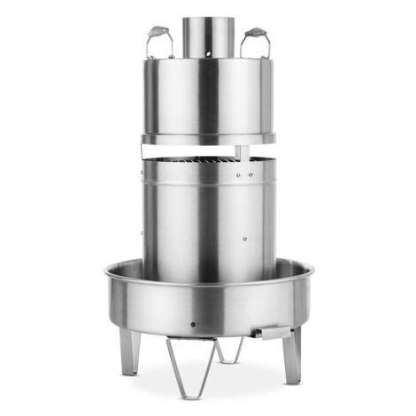 Klarstein Grill barbecue à charbon de bois fumoir à Barbecue tonneau américain smoker fumoir grill desserte bois