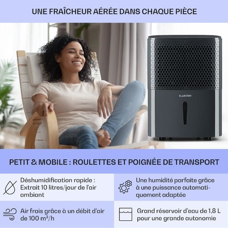 DryFy10 Déshumidificateur 240 W 10 l/j 100 m³/h 15-20 m² DrySelect 40 dB antharcite