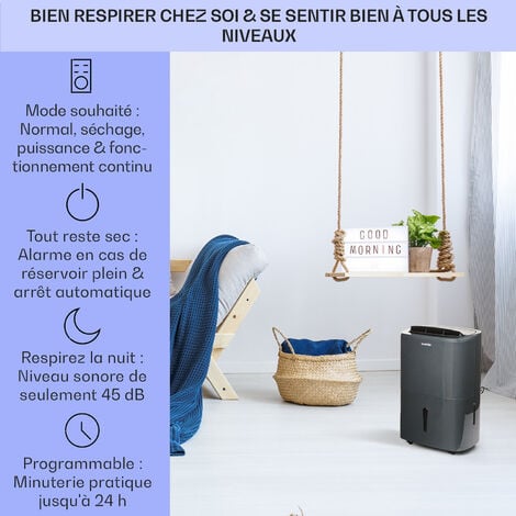 DryFy20 Déshumidificateur 420 W 20 l/j 230 m³/h 40-50 m² DrySelect 45 dB antharcite