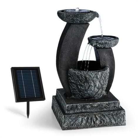 Fontaine décoration jardin 3W solaire LED polyrésine - aspect pierre