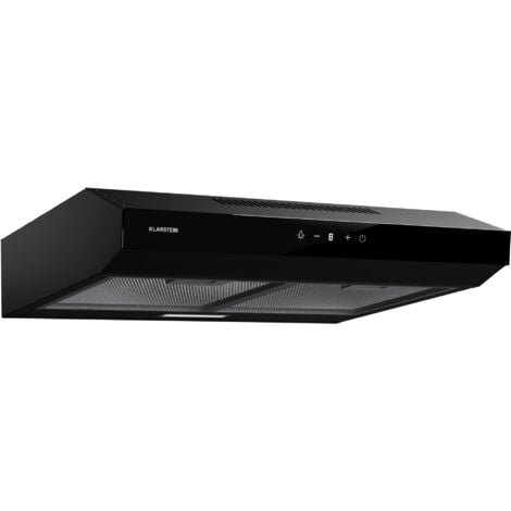 Klarstein Hotte Aspirante 60 cm Hotte Aspirante Silencieuse Hotte de Cuisine 60cm avec Lampes LED Débit d'Air Puissant de 175 m³/h Hotte avec Évacuation Filtre à Graisse en Aluminium Noir
