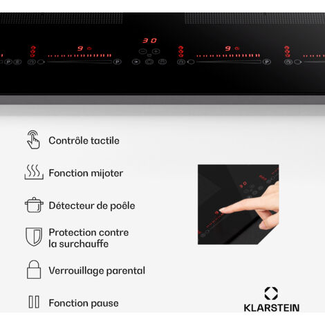 Klarstein Plaque Induction en Céramique de 7200W, Plaque de Cuisson Electrique à Induction, Plaque Induction 4 Feux, Tables de Cuisson, Plaques chauffantes Flex Zone, Rechaud Electrique Cuisine