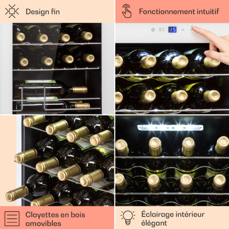 Cav à vin 18 boutills 50L - étagèrs réglabls, éclairag LD, écran tactil numériqu, 5-18°C - noir au millur prix