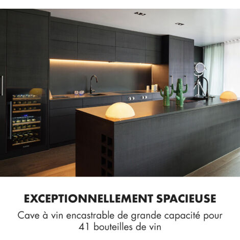 Klarstein – Cave à vin encastrable 132L – Double zone 5-22°C – 41 bouteilles – Protection contre vibrations et lumière – Éclairage LED intérieur