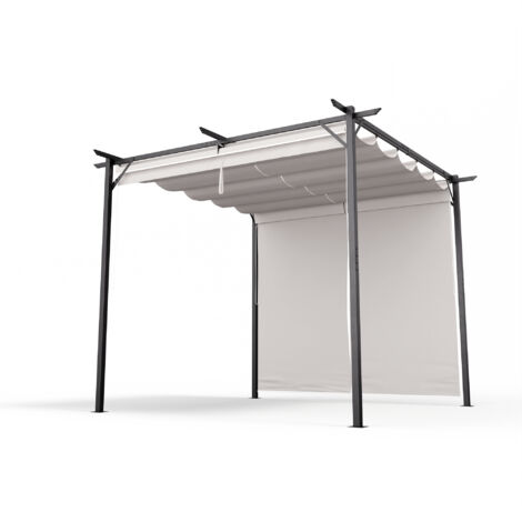 Blumfeldt – Pergola de jardin 3x3 m – Cadre en acier thermolaqué – Toit en polyester hydrofuge – Stores latéraux réglables – Résistante aux intempéries (1/5)