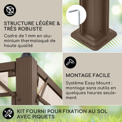 Tonnelle De Jardin Blumfeldt 3x4 M - Toit Polyester Imperméable, 4 Panneaux Latéraux Enroulables - Cadre Acier - Utilisation Toute L'année