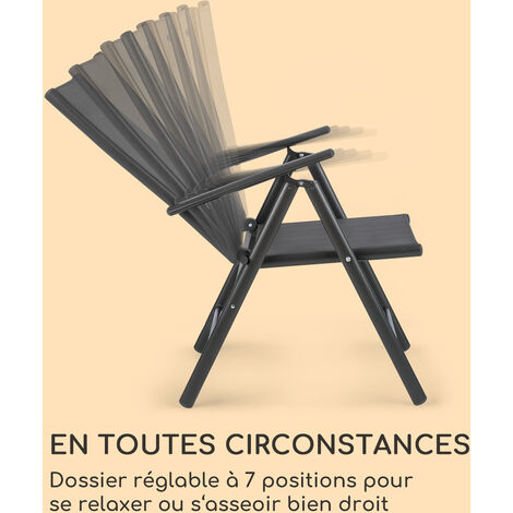 Chaise De Jardin Pliante Blumfeldt Almeria - Cadre Aluminium Léger, Dossier Réglable 7 Positions - Résistante Aux Intempéries - Lot De 2 - Anthracite