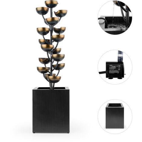 Blumfeldt Joshua Tree Fontaine de jardin à jet d'eau (pompe de 7 W, câble de 10 m, convient à une utilisation en intérieur ou en extérieur, circulation constante d'eau)