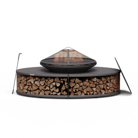 Blumfeldt – Brasero extérieur 3-en-1 en acier haute température – Barbecue et table – Pare-étincelles, tisonnier, housse pluie inclus – Dimensions 75x57x120cm (1/5)