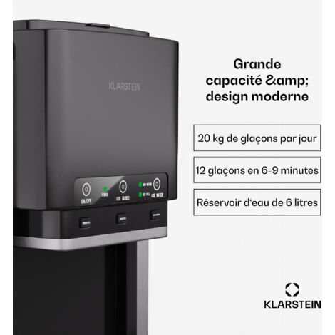 Klarstein arcticblend 3en1 machine à glaçons 20kg24h glaçon boule glace pilée distributeur eau noir