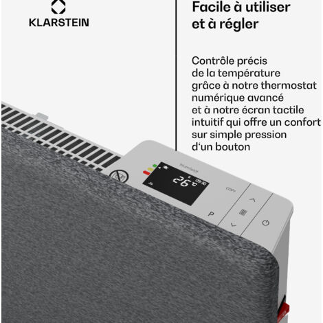 Muurconvector 2000 W - Elektronische thermostaat - Timer 24 u - Wit