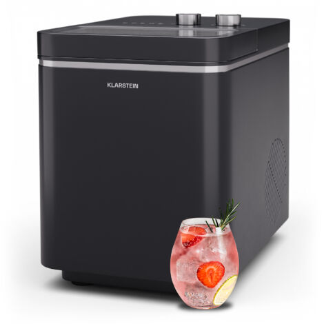 Klarstein IceCraft Machine à glaçons - 12 kg/24 h, Glaçons en 6 min, 2 tailles, machine à glaçons maison, petite machine à glaçons, design moderne, nettoyage auto, 150 W, noir