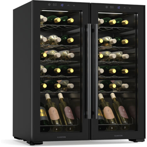 Cave à vin 2 zones porte vitrée 8 clayettes 154 bouteilles