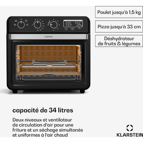 Friteuse à Air Chaud - Klarstein Air Bloom Avec Fonction Vapeur 1500w 7 L 16 Programmes   Creme