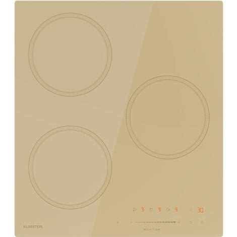Klarstein Victoria Plaque À Induction Encastrable - 3 Zones, 6600 W Avec Boosters, Commande Tactile À Curseur, Minuterie & Verrouillage Parental, Vitrocéramique Beige, Design Compact 45 cm
