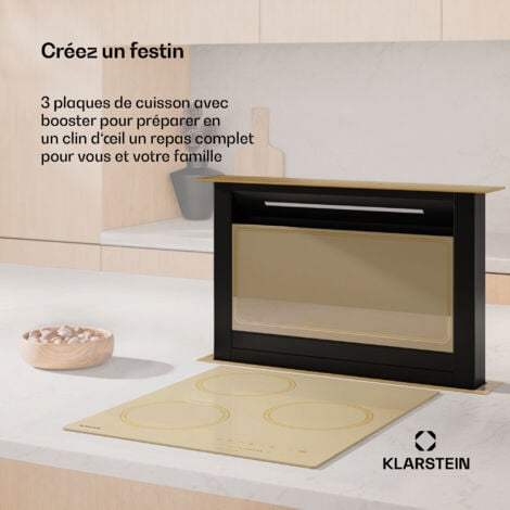 Klarstein Victoria Plaque À Induction Encastrable - 3 Zones, 6600 W Avec Boosters, Commande Tactile À Curseur, Minuterie & Verrouillage Parental, Vitrocéramique Beige, Design Compact 45 cm