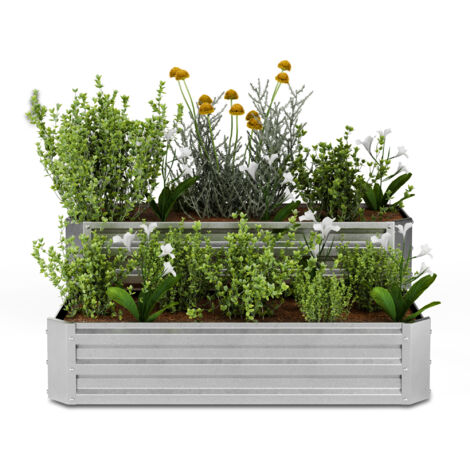 Blumfeldt – Jardinière surélevée 2 niveaux 405L – Acier Galvalume 0,6 mm – Dimensions 120x90 cm – Drainage optimal pour légumes et herbes