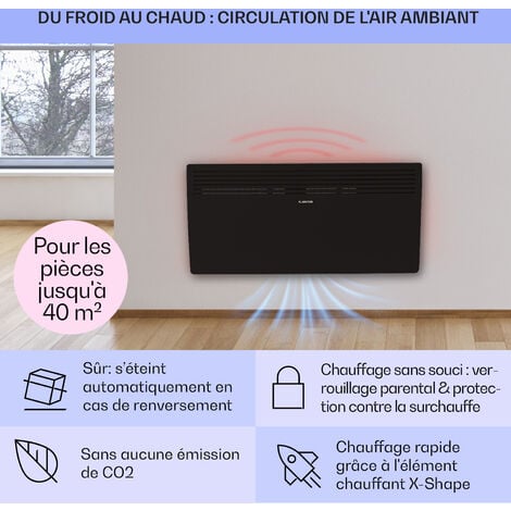 Klarstein Radiateur Electrique Mobile, Chauffage Electrique Mural  Intelligent 2000W à Faible Consommation d'Energie pour Maison, Salle de  Bain, Radiateurs Electriques Silencieux,Thermostat, Roulettes